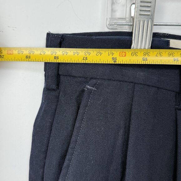 Vintage 80s Todays Man Wool Pleated Trouser Black 36x32 Cuffed - Picture 13 of 16